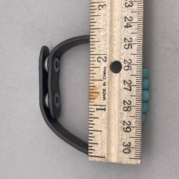 Fossil Faux Turquoise Beaded Leather Bracelet Snap Closure Adjustable - Picture 6 of 7